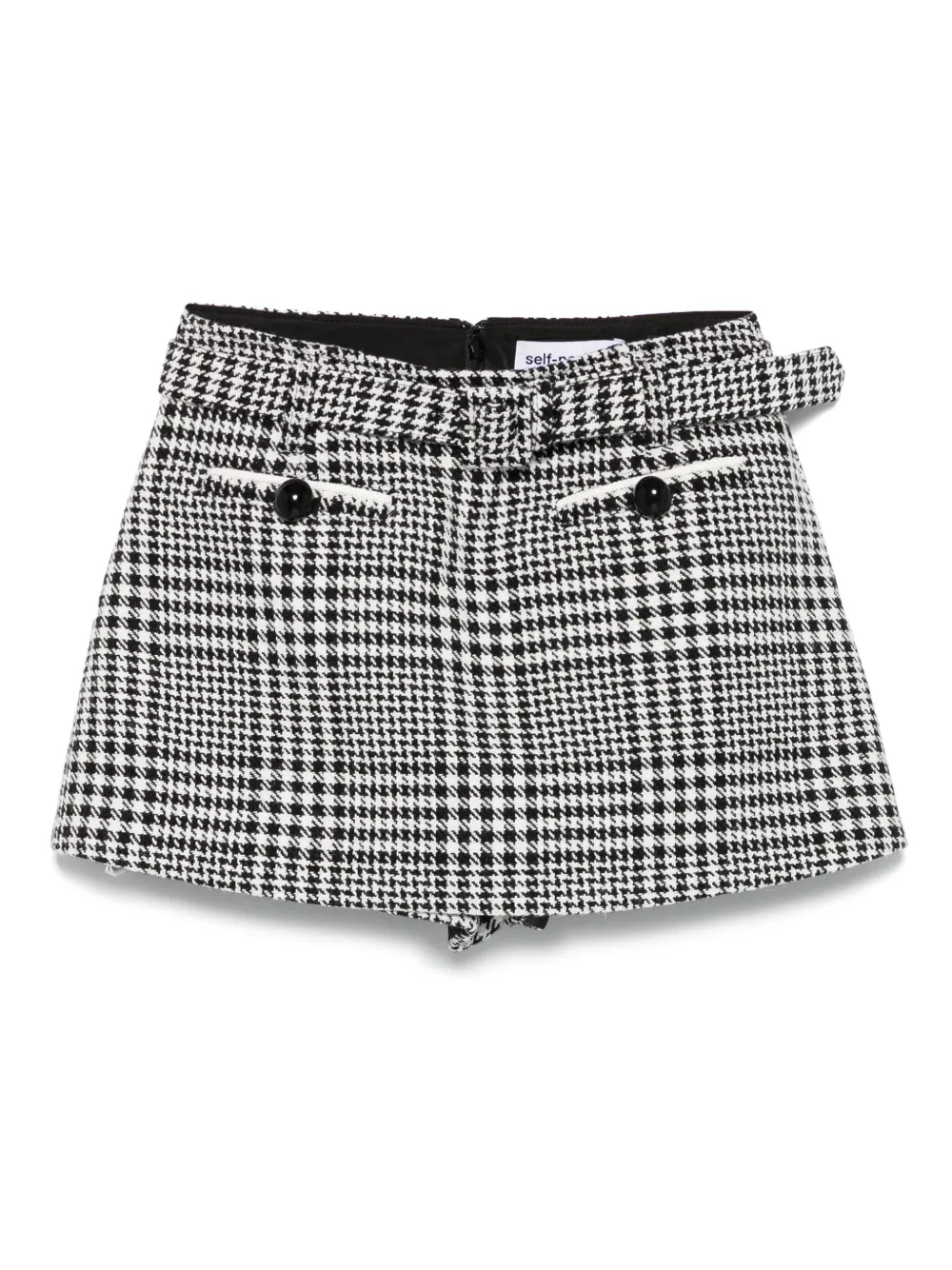 Self-Portrait houndstooth-print skort | Black | Image 1