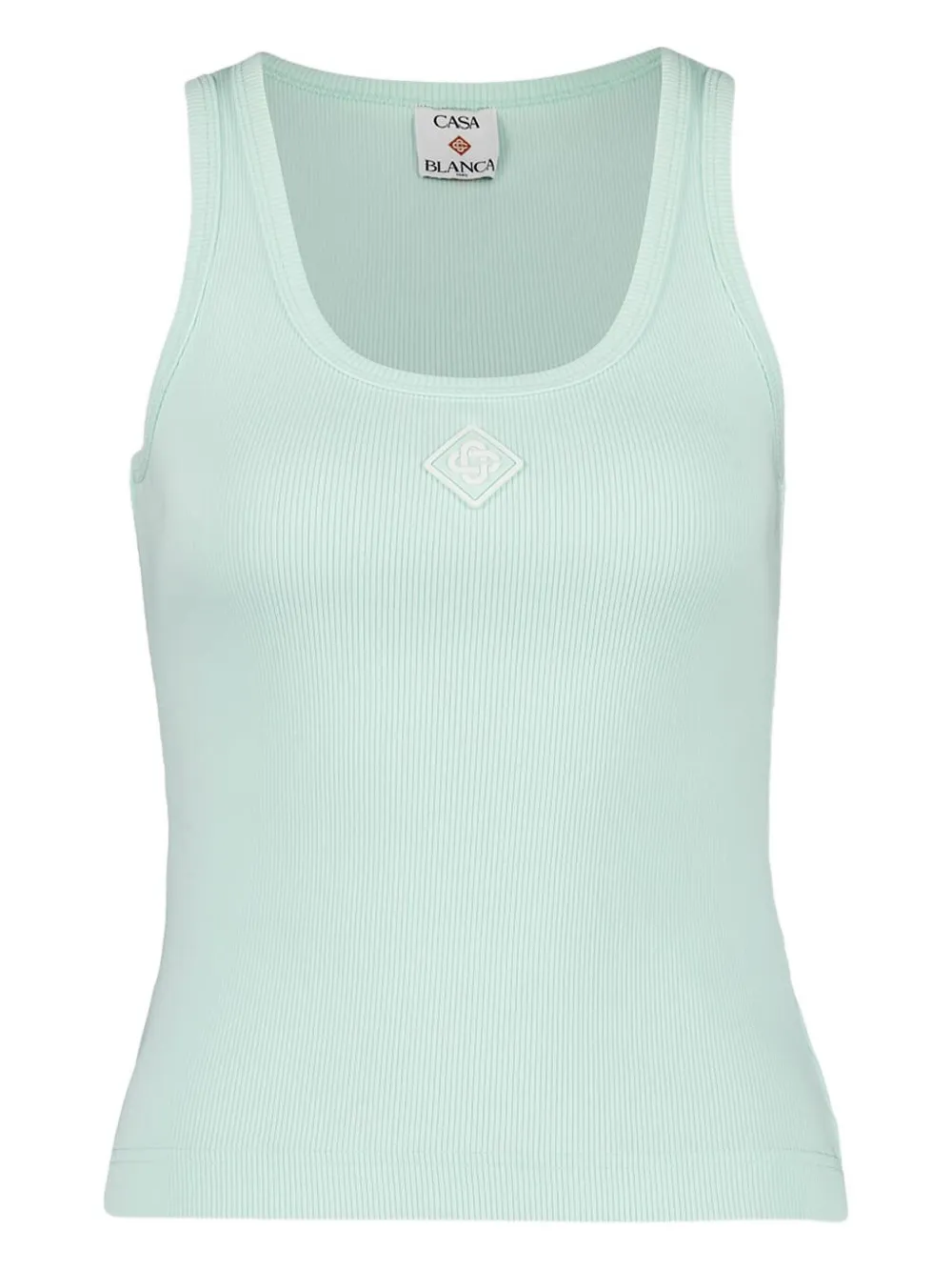 rine-ribbed square-neck tank top