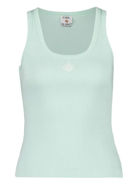 Casablanca rine-ribbed square-neck tank top