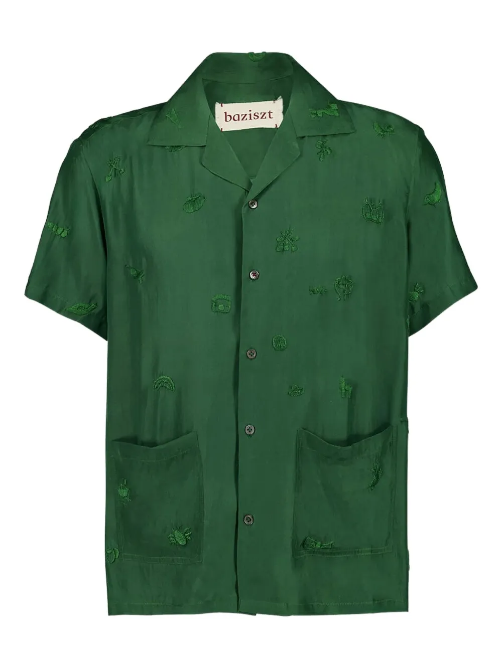 Baziszt embroidered pocket shirt | Green | Image 1