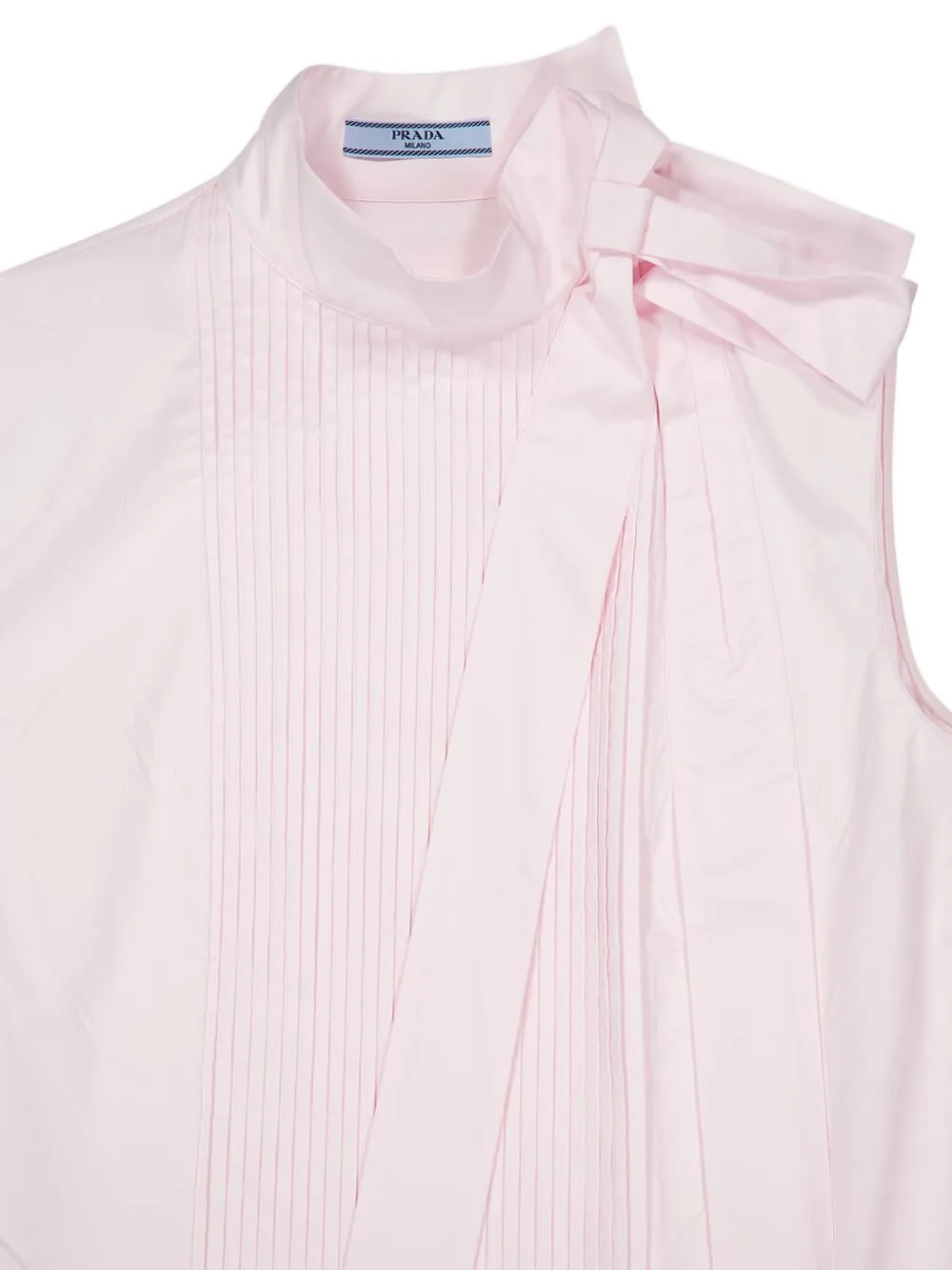 Prada Blouse met geplooide hals en strik Roze