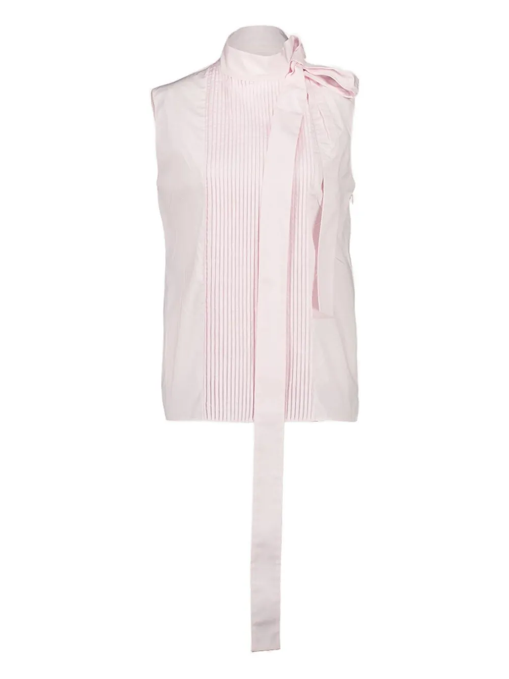 Prada Blouse met geplooide hals en strik Roze