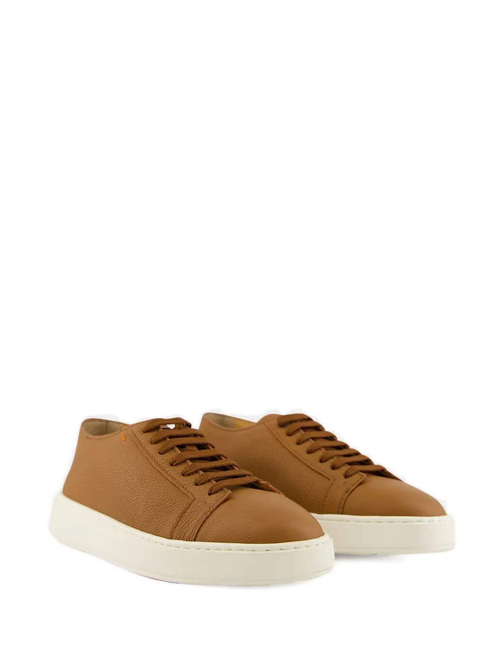 Santoni leather lace-up sneakers Brown