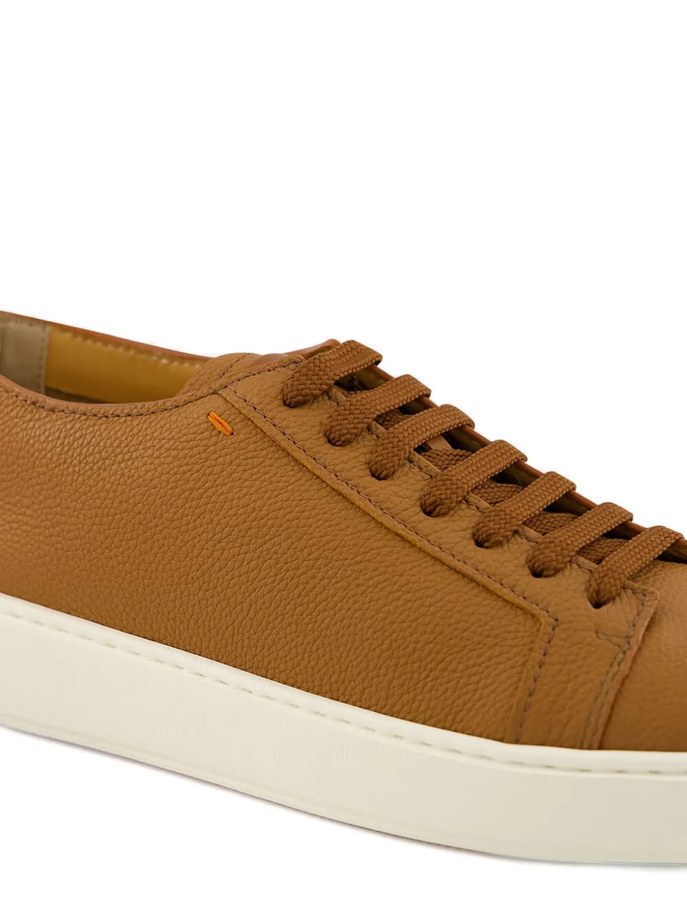 Santoni leather lace-up sneakers Brown