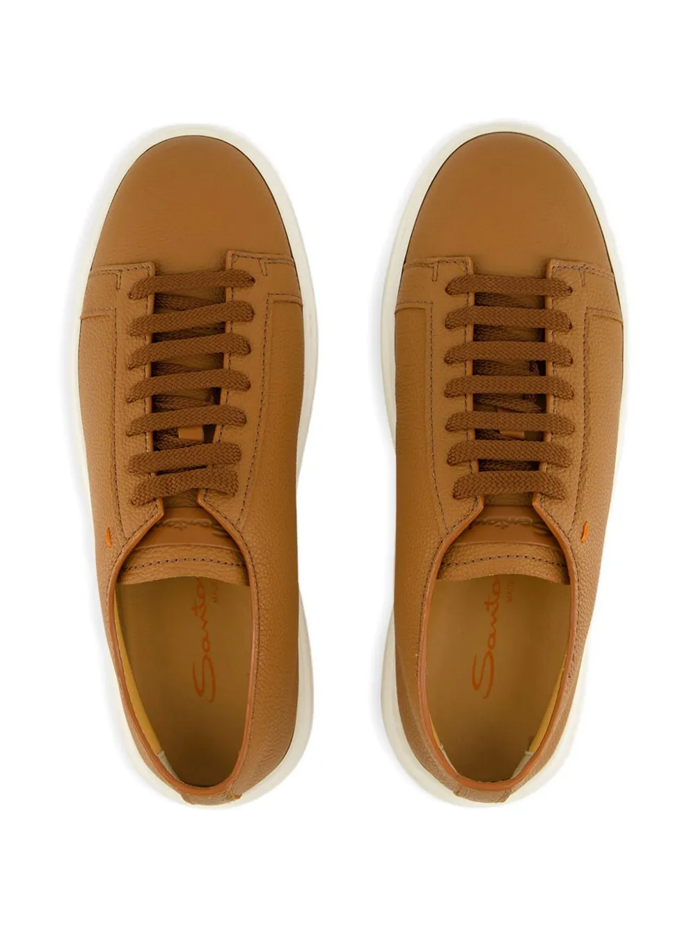 Santoni leather lace-up sneakers Brown