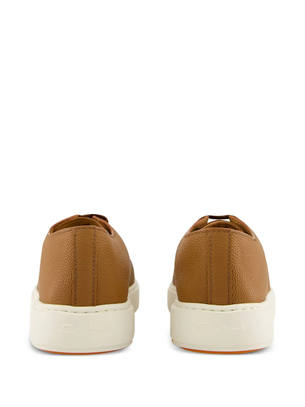 Santoni leather lace-up sneakers Brown