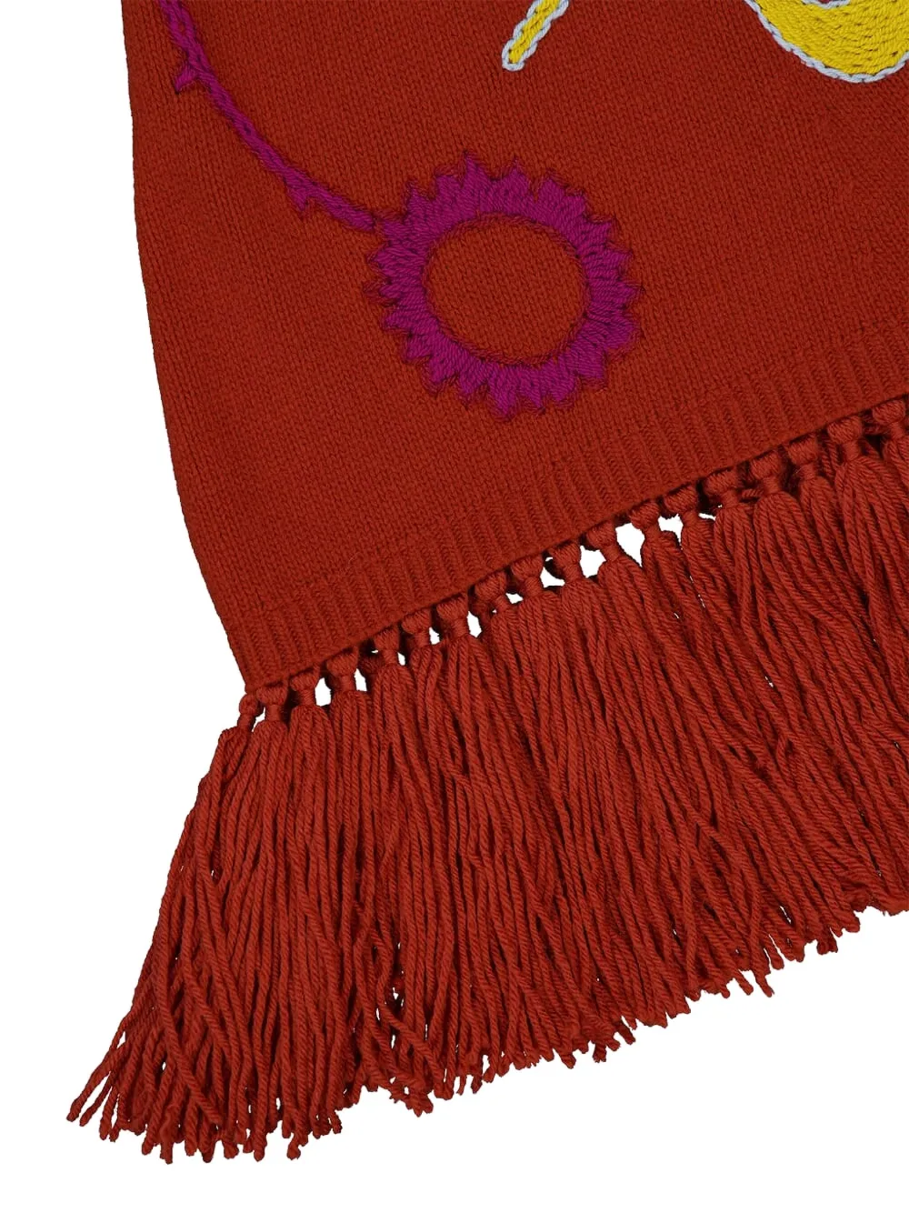  Paula Hand-embroidered Fringe Cape - Orange 