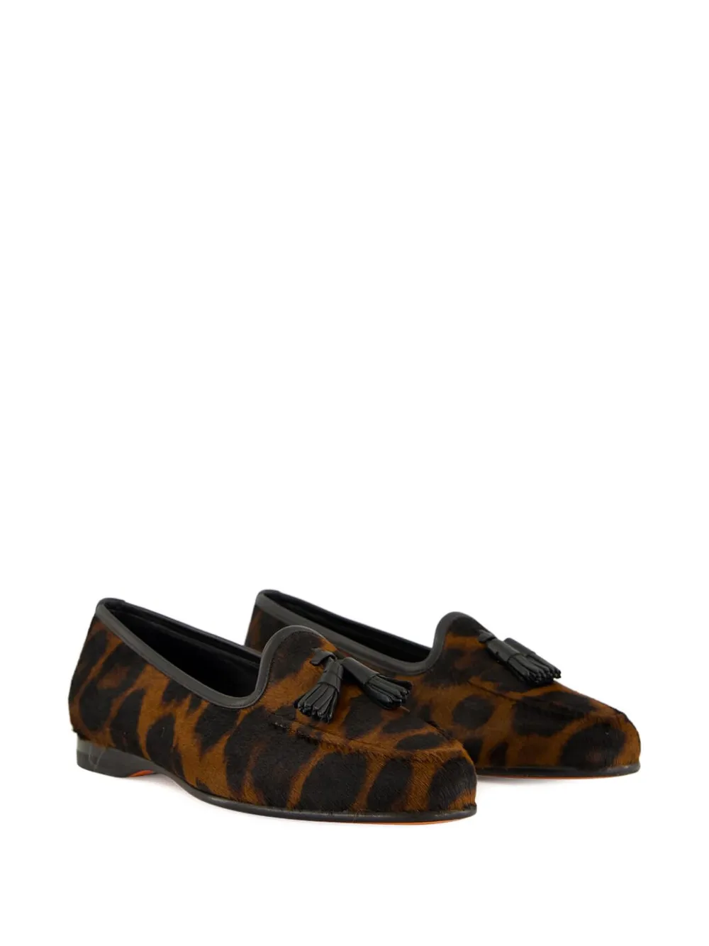 Santoni leopard-print tassel loafers Brown