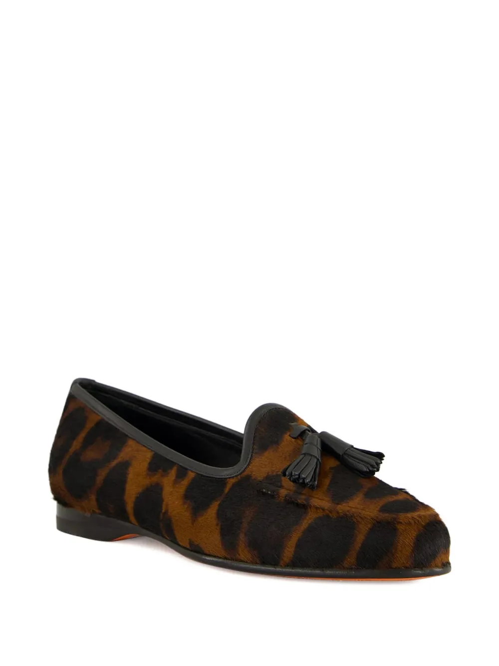 Santoni leopard-print tassel loafers Brown