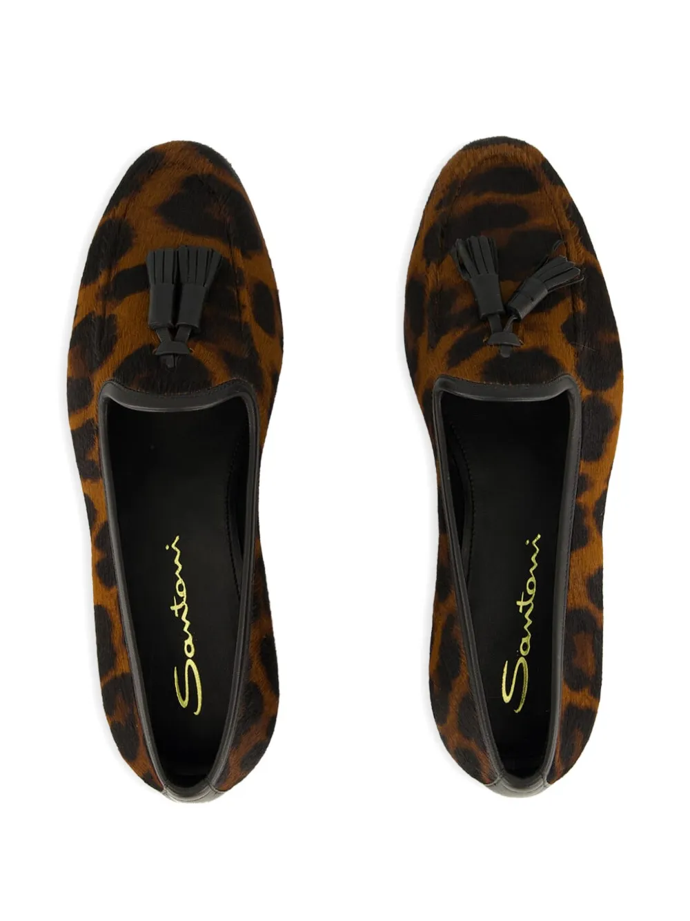 Santoni leopard-print tassel loafers Brown