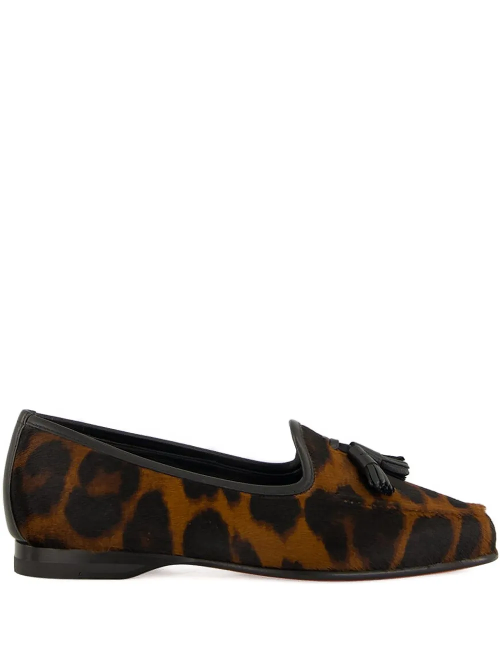 Santoni leopard-print tassel loafers Brown