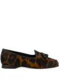 Santoni leopard-print tassel loafers - Brown