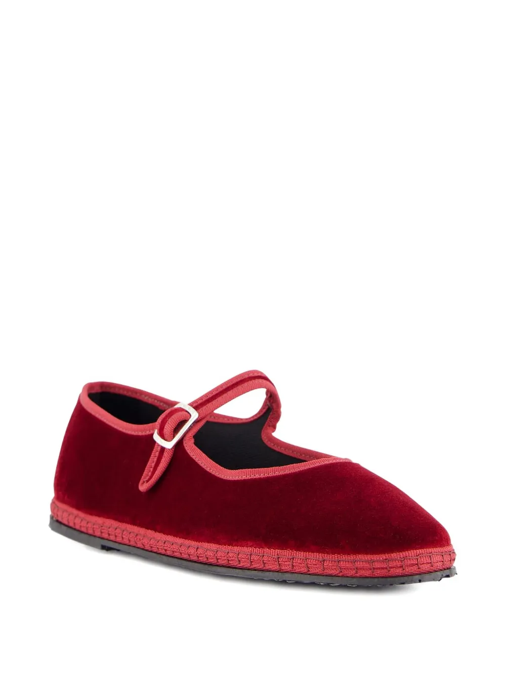 PIEDATERRE Mary Jane fluwelen ballerina's - Rood