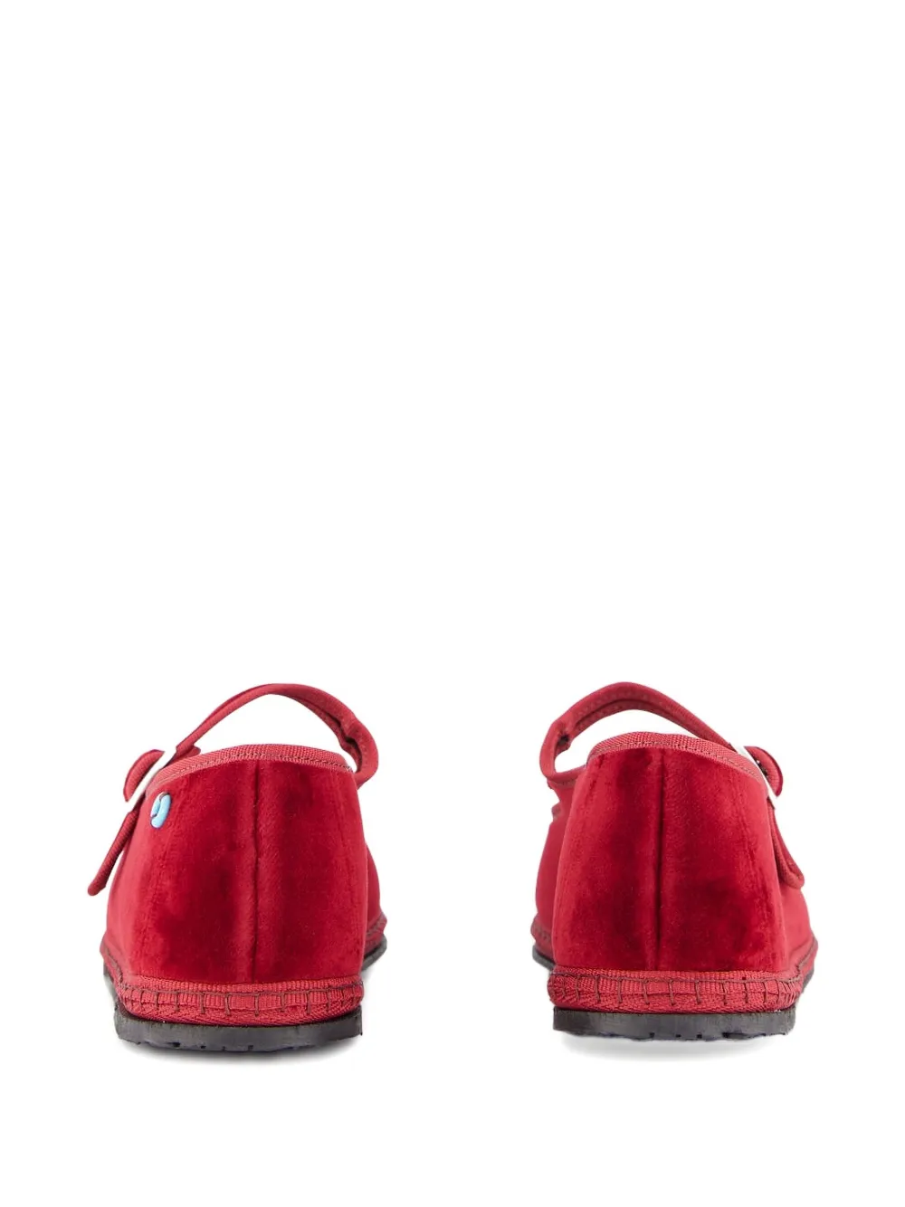 Piedaterre Velvet Mary Jane Flats In Red