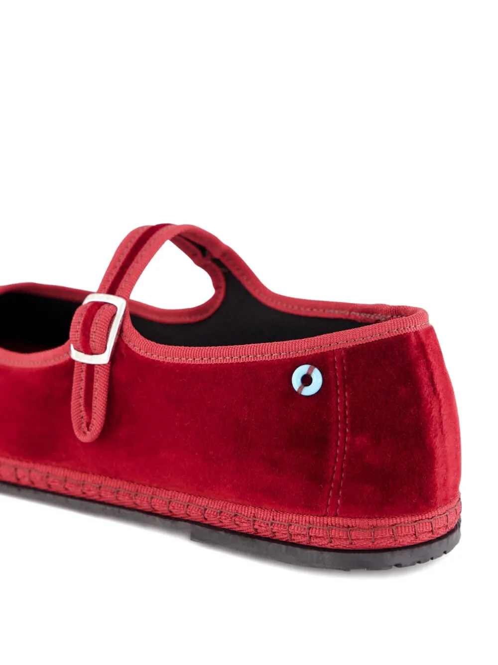 Piedaterre Velvet Mary Jane Flats In Red