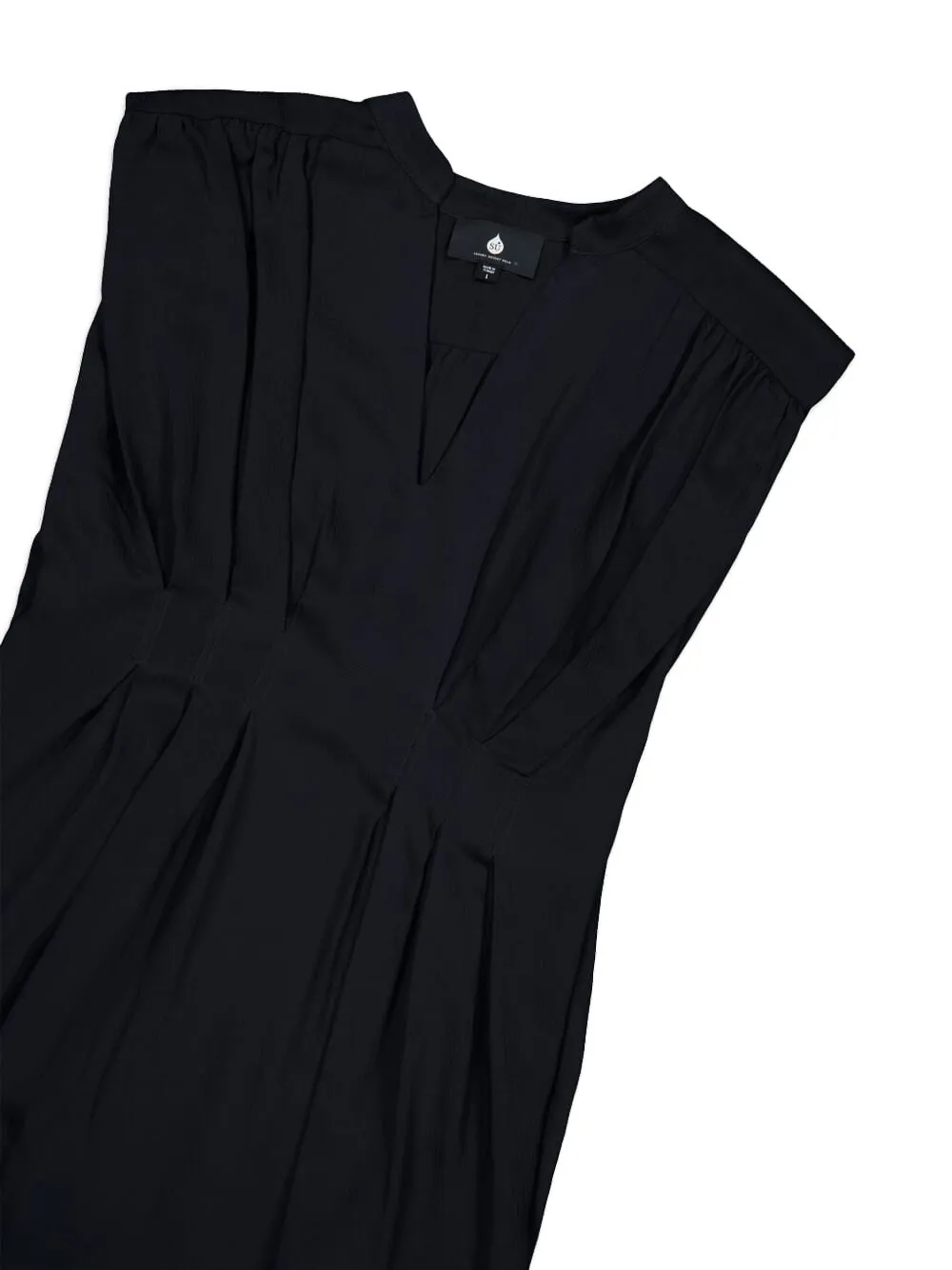 Su Dafne mouwloze maxi-jurk met plooien Zwart