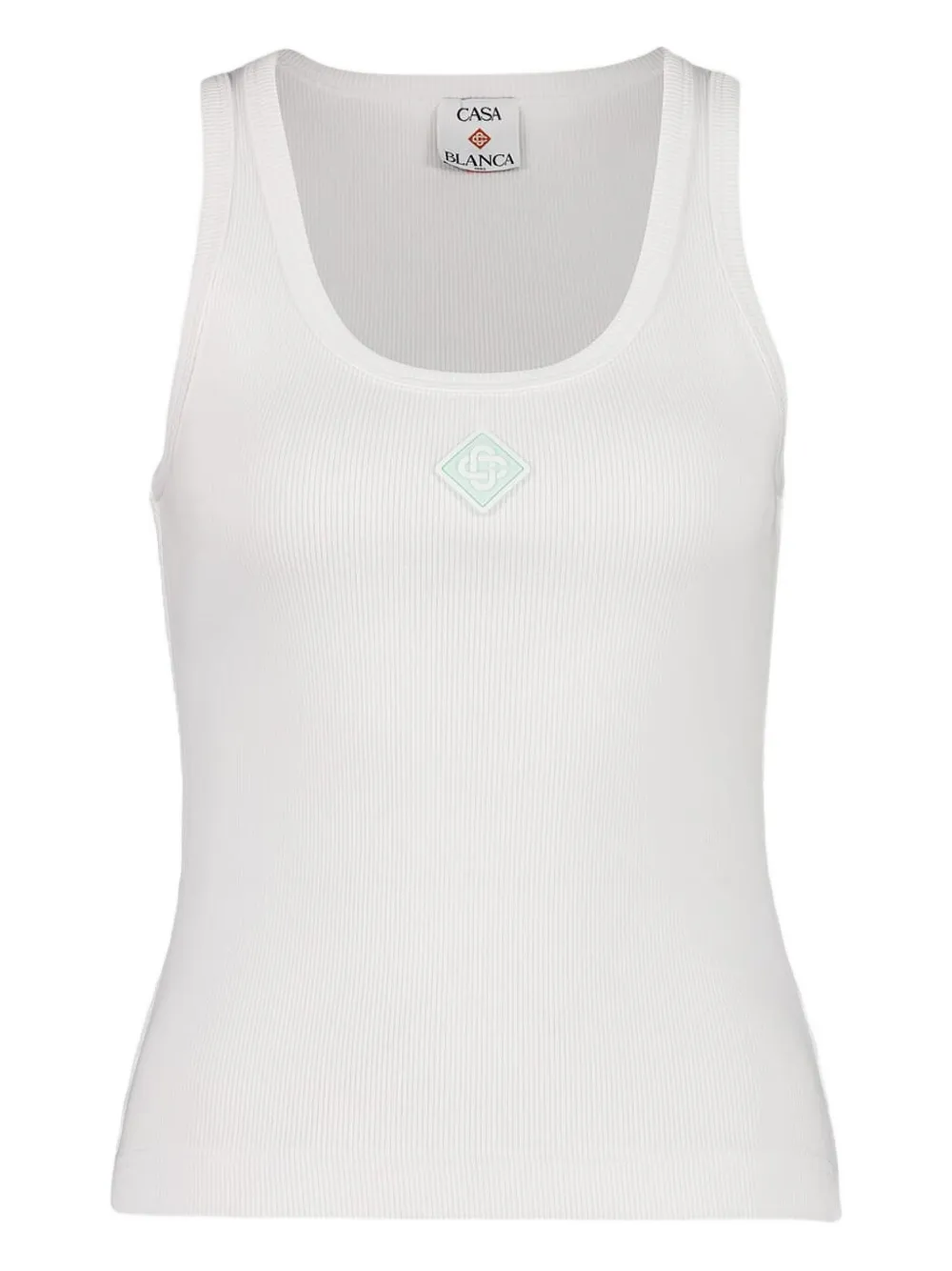 ribbed logo-plaque tank top