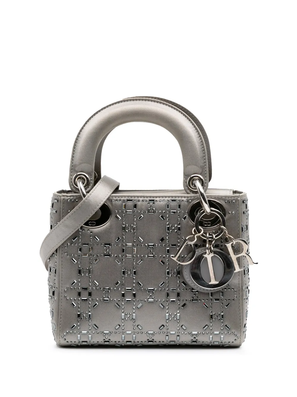 Christian Dior Pre-Owned 2018 ミニ サテン カナージュ ストラス クリスタル レディ ディオール Christian Dior Pre-Owned 2018 ミニ サテン カナージュ ストラス クリスタル レディ ディオール