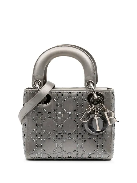 Christian Dior Pre-Owned 2018 Mini Satin Cannage Strass Crystal Embellished Lady Dior satchel
