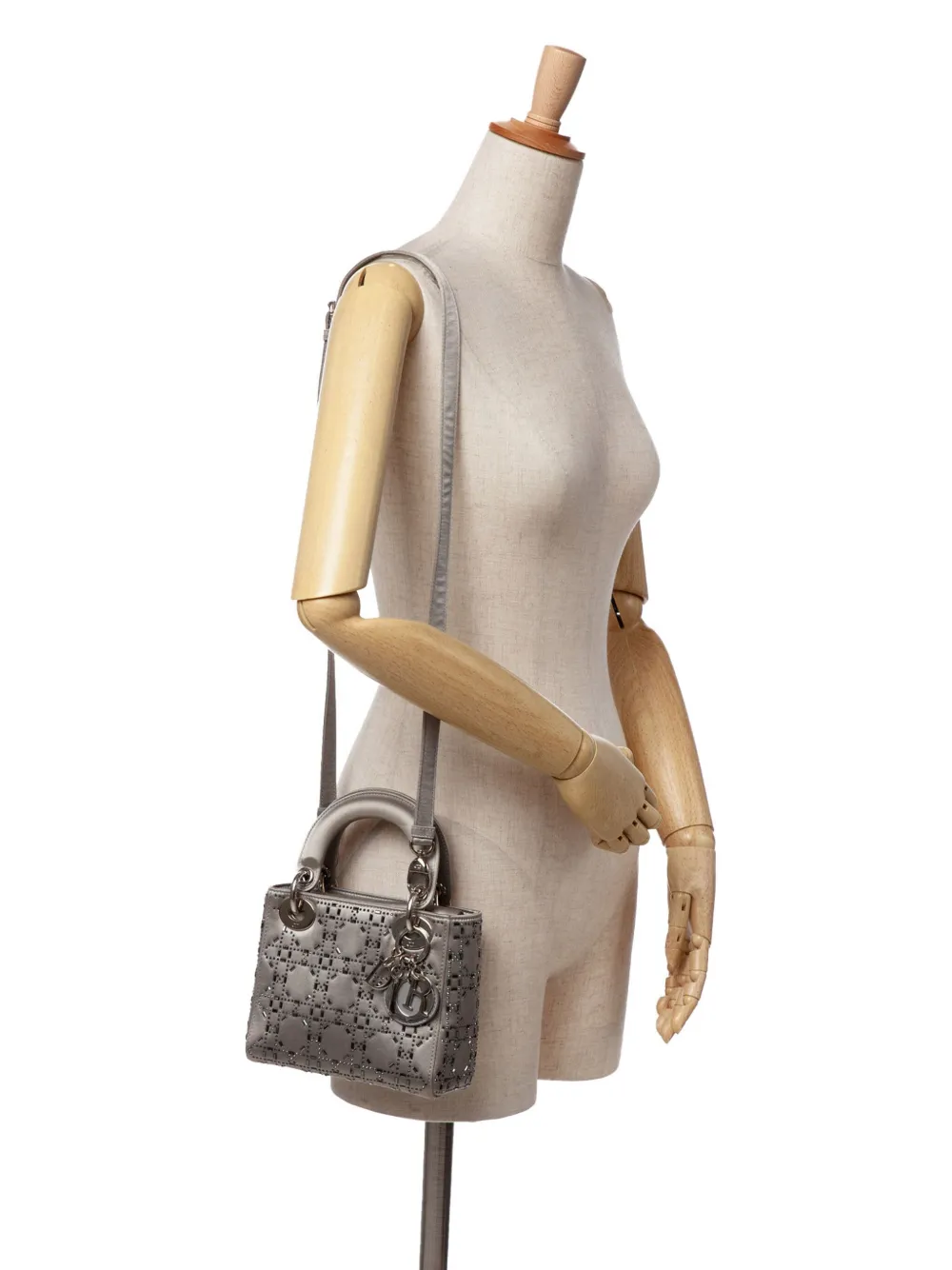 Christian Dior Pre-Owned 2018 Mini Satin Cannage Strass Crystal Embellished Lady Dior satchel | Pre-Owned | Image 2