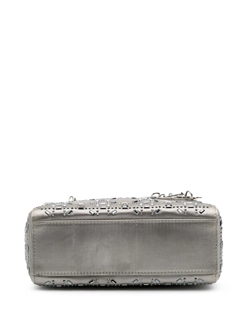 Pre-owned Dior 2018 Mini Satin Cannage Strass Crystal Embellished Lady  Satchel