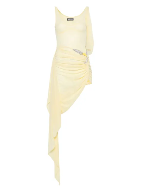 David Koma crystal-hummingbird draped asymmetric dress