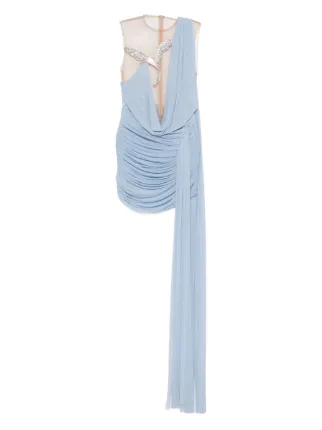 David Koma Draped crystal-embellished Mini Dress | Blue | FARFETCH