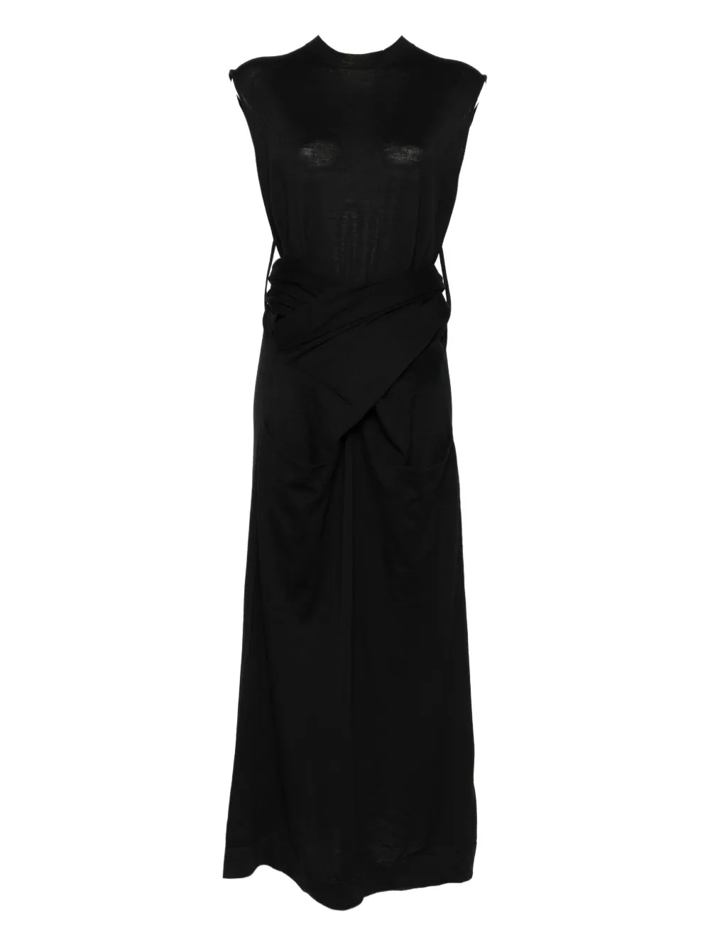 Jil Sander Wrap-effect Wool Dress In Black