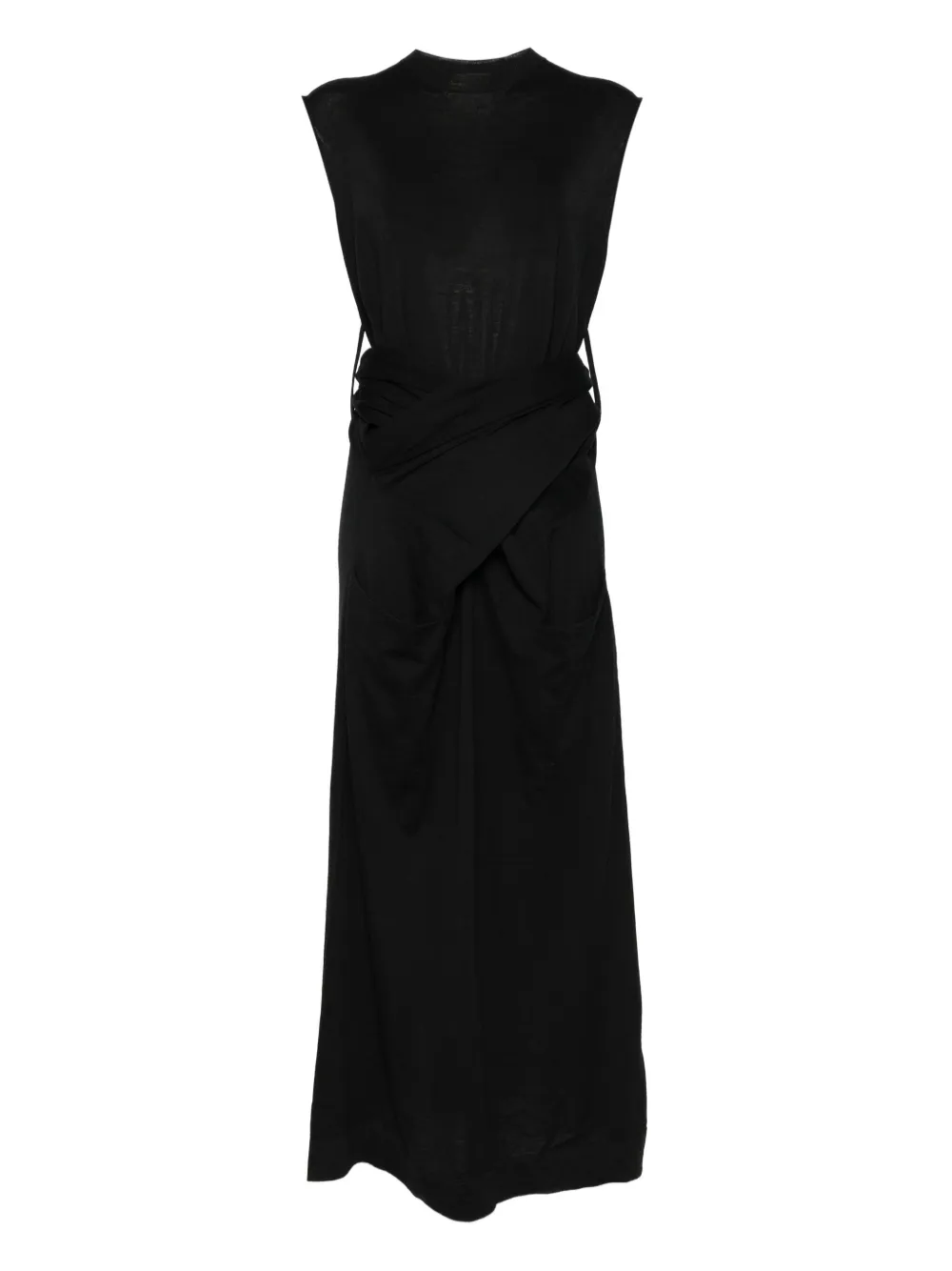 Jil Sander wrap-effect wool dress Zwart
