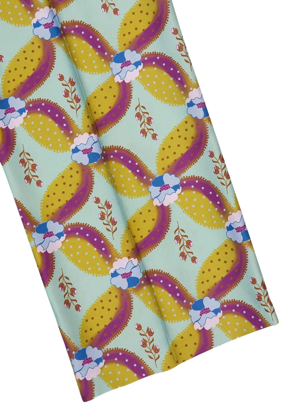 PAULA Plooibroek met bloemenprint Groen