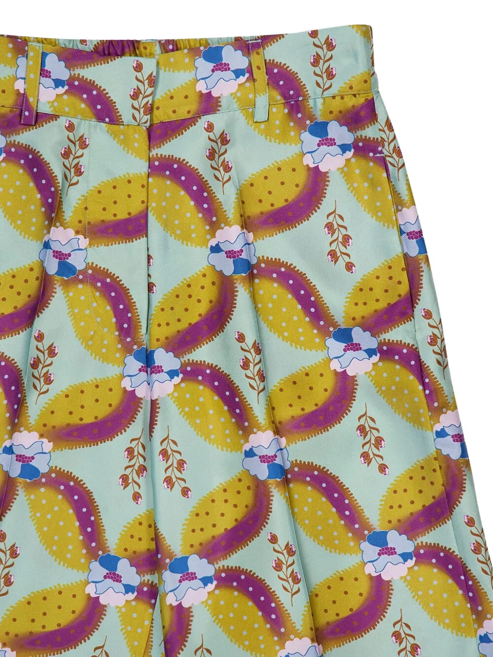 PAULA Plooibroek met bloemenprint Groen