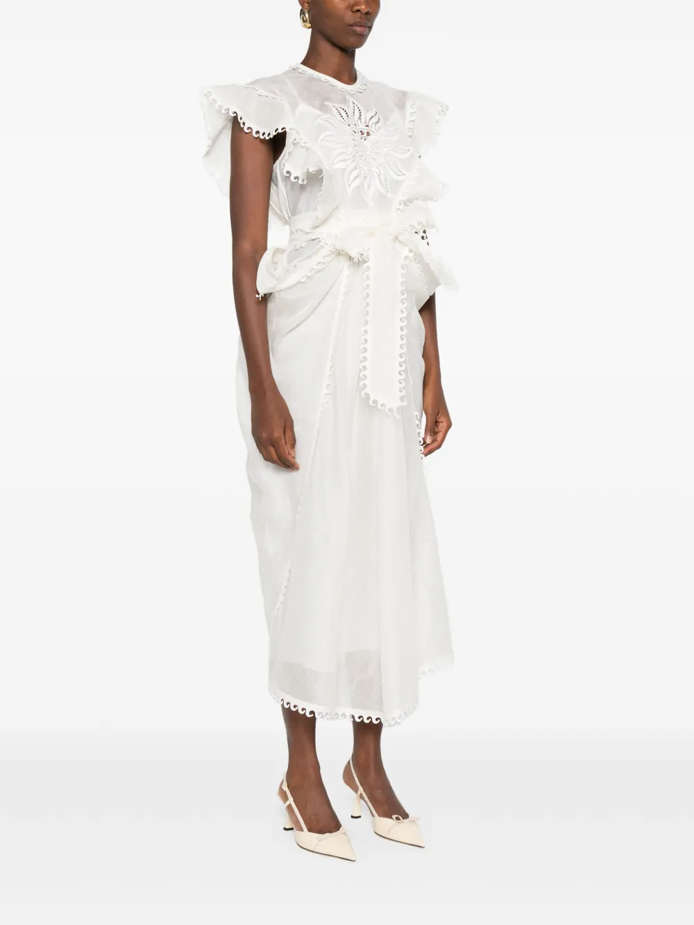 ZIMMERMANN Balance Waterfall jurk Wit
