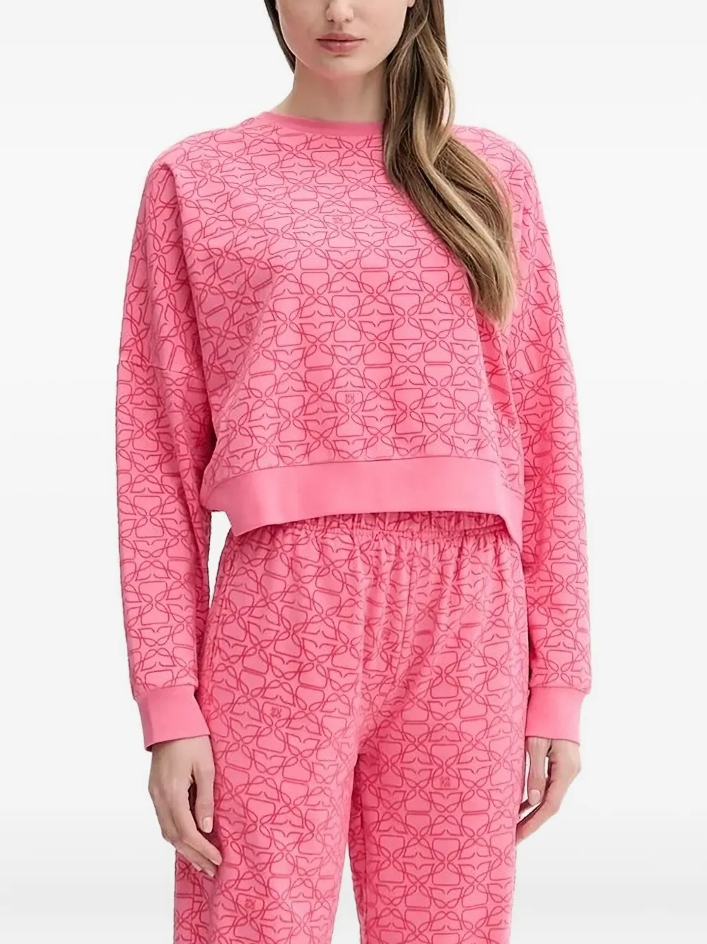 HUGO Sweater met abstracte print Roze