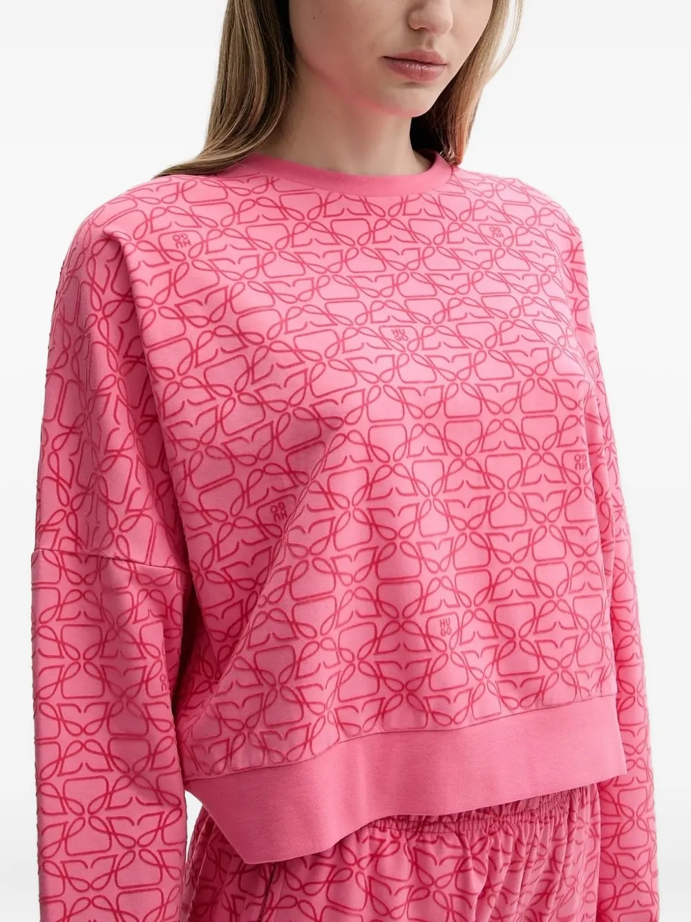 HUGO Sweater met abstracte print Roze