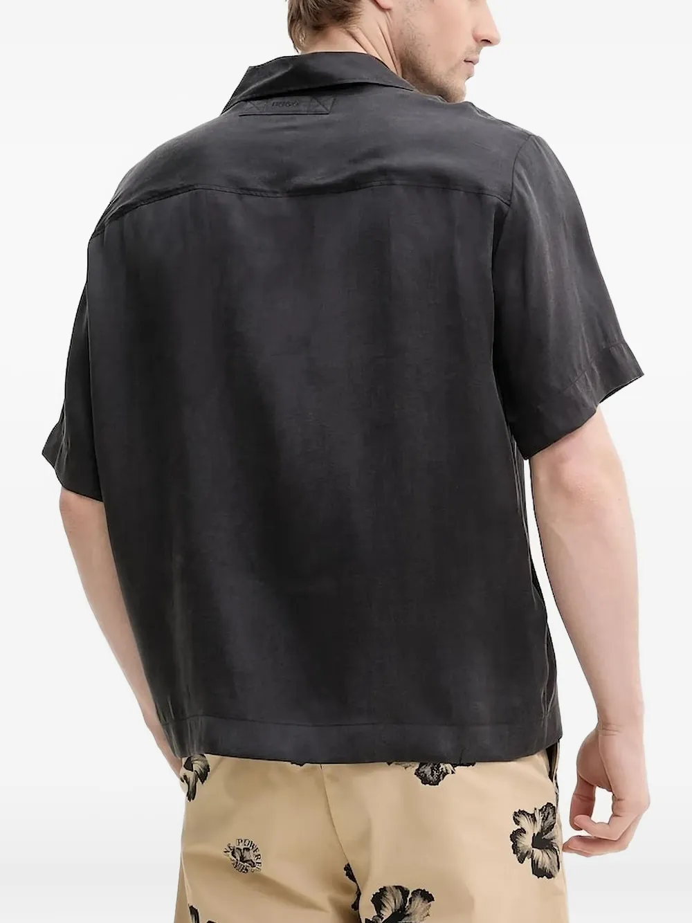 HUGO revere-collar short-sleeve shirt - Zwart