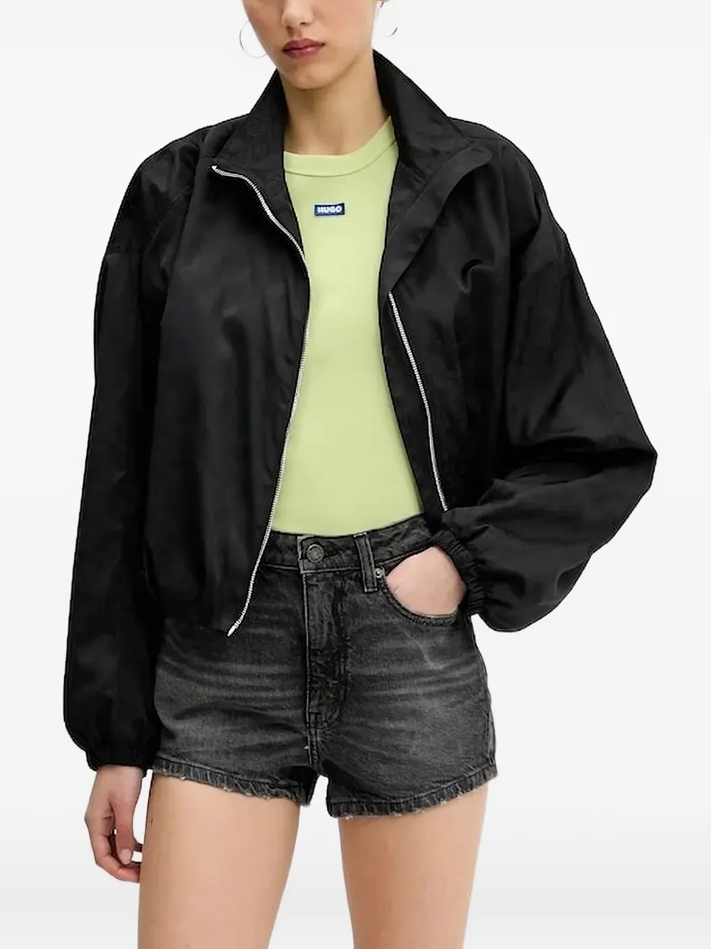 HUGO Jack met geometrisch patroon en rits Zwart