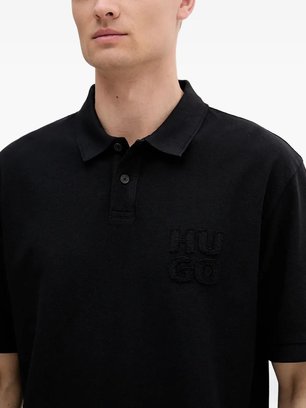 HUGO Poloshirt met geborduurd logo Zwart