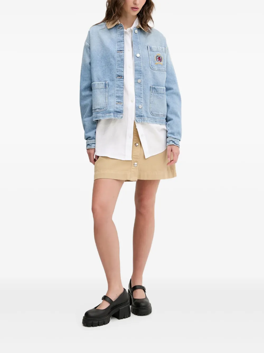 HUGO button-front mini skirt | Neutrals | Image 1