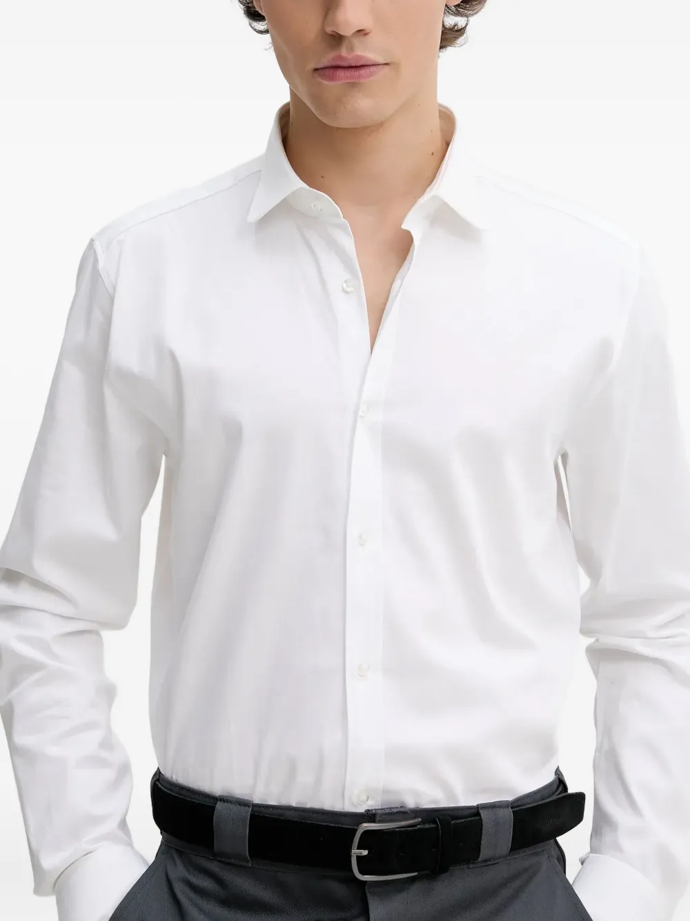 Hugo Boss Long-sleeve Button-fastening Shirt In White