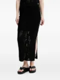 HUGO lace-pattern side-slit skirt - Black
