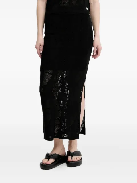 HUGO lace-pattern side-slit skirt