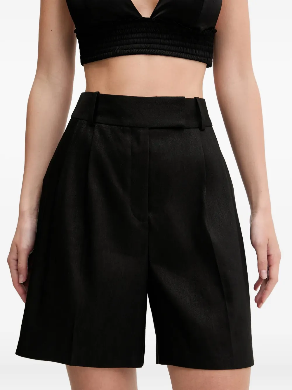 HUGO High waist shorts met geplooid detail Zwart