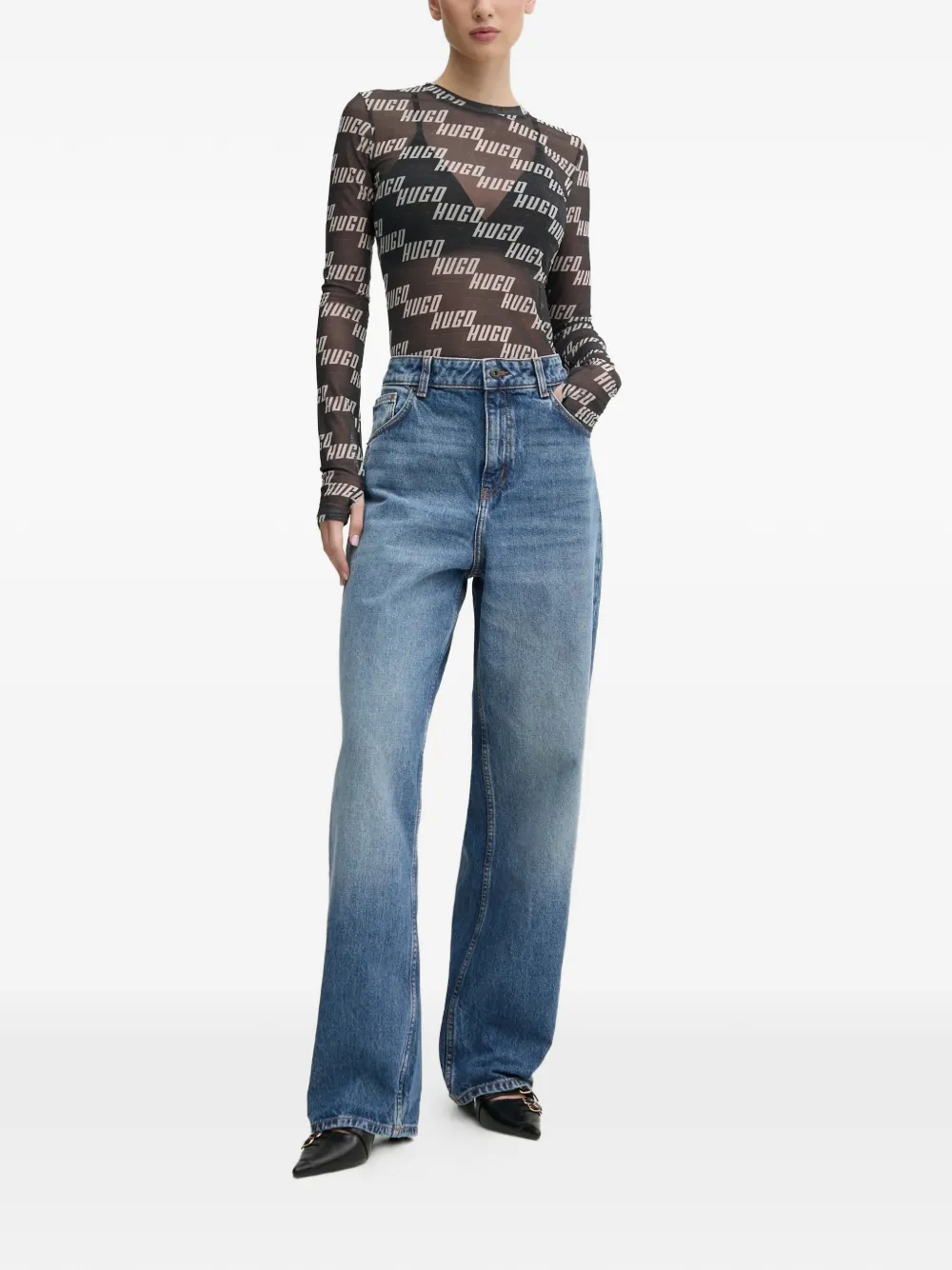 HUGO five-pockets cotton jeans - Blauw