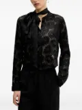 HUGO floral-print tie-neck shirt - Black