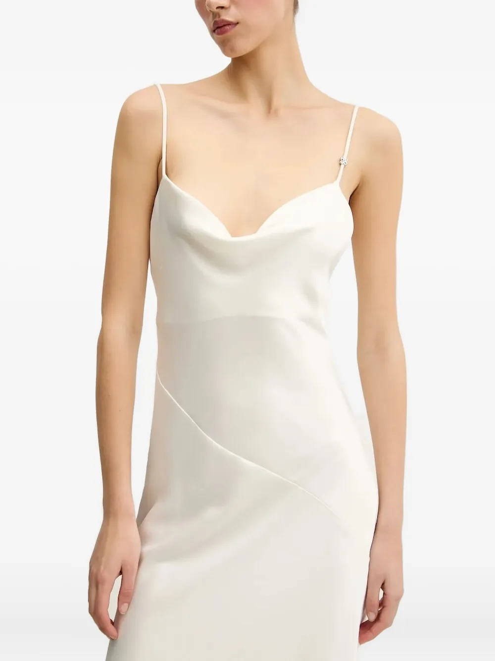 Hugo Boss Cowl-neck Asymmetric Maxi Dress In White