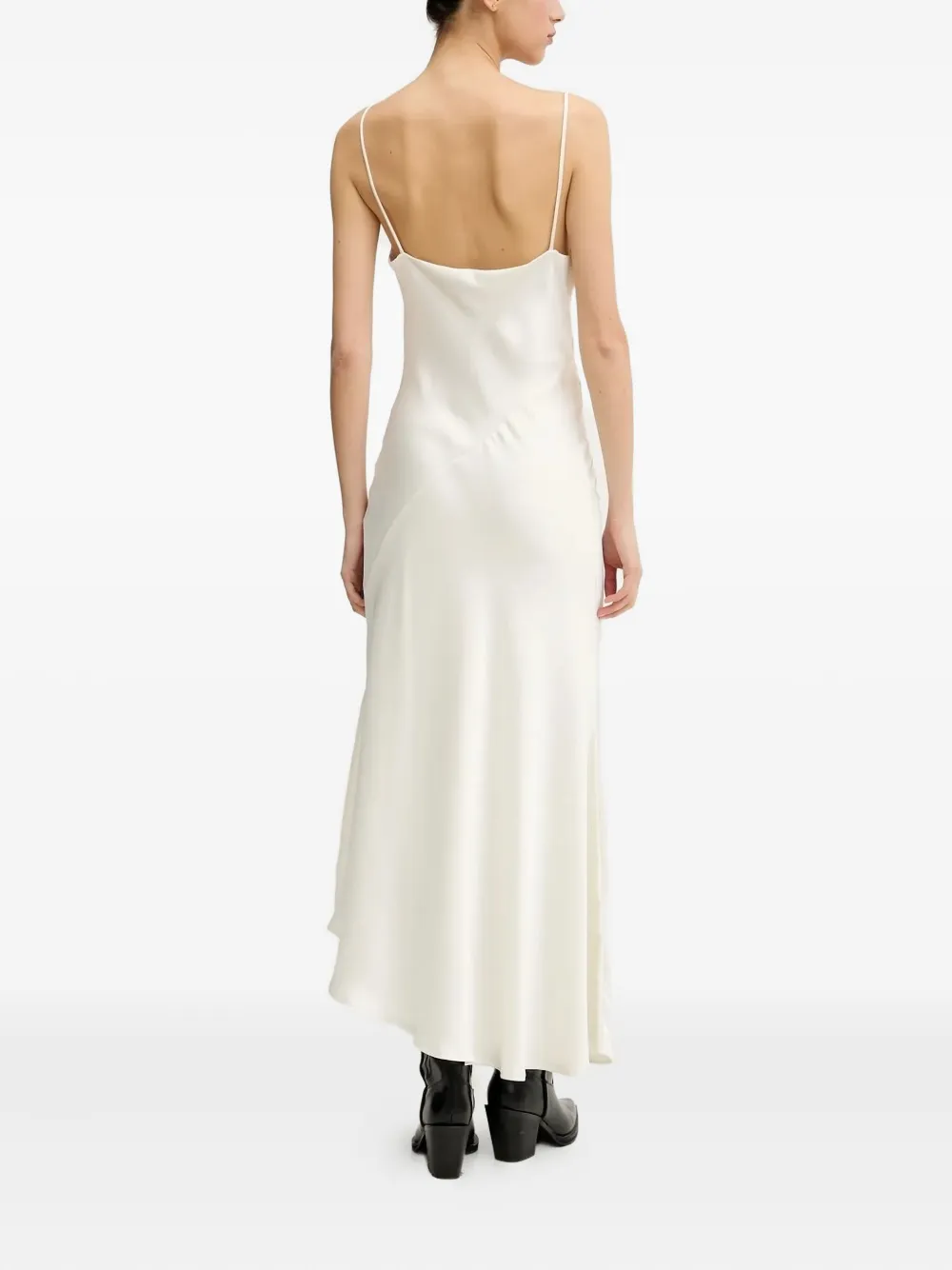 HUGO Asymmetrische maxi-jurk met lage hals Wit
