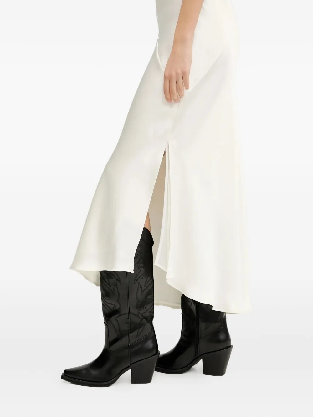 HUGO Asymmetrische maxi-jurk met lage hals Wit