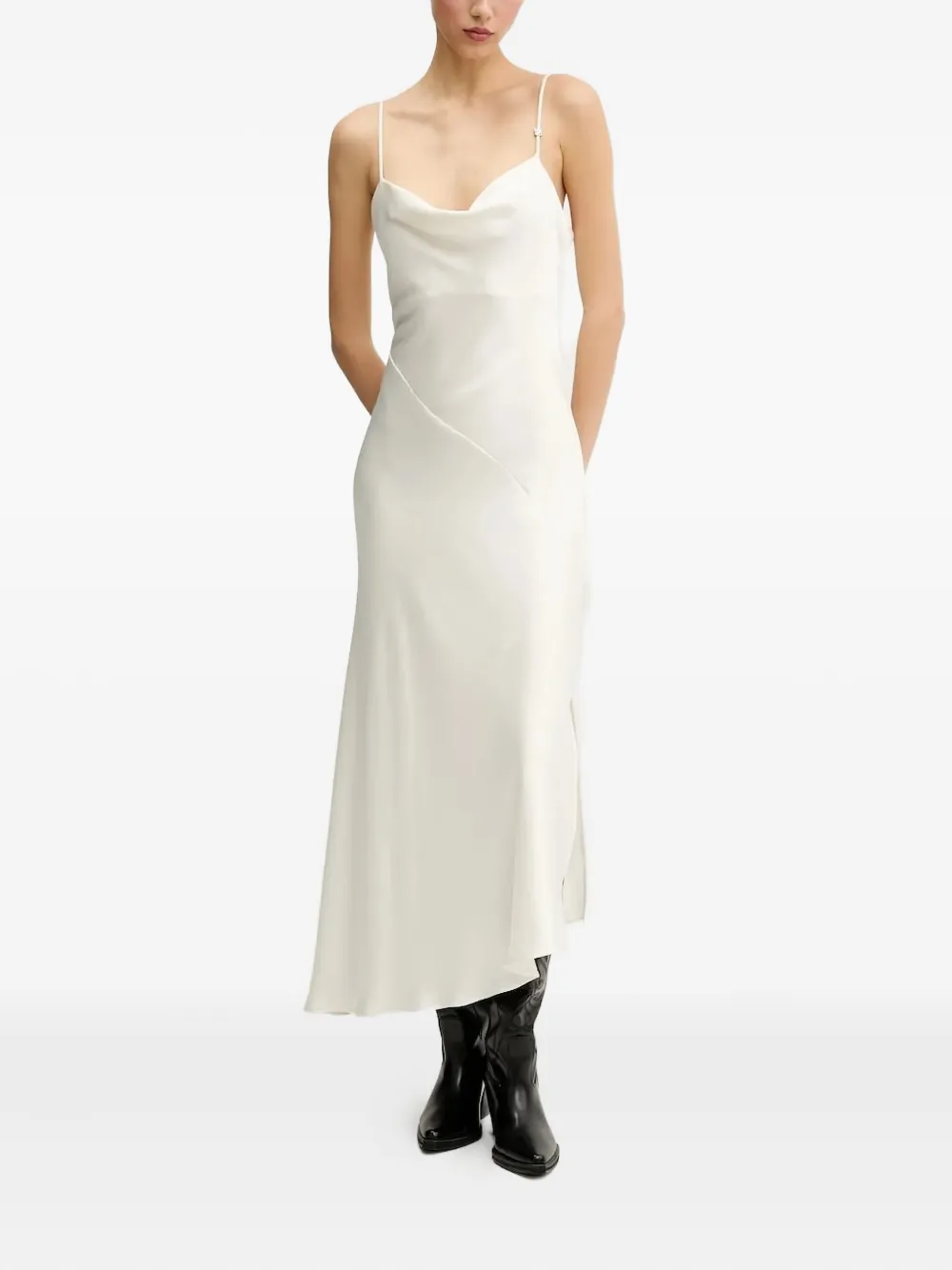 HUGO Asymmetrische maxi-jurk met lage hals - Wit