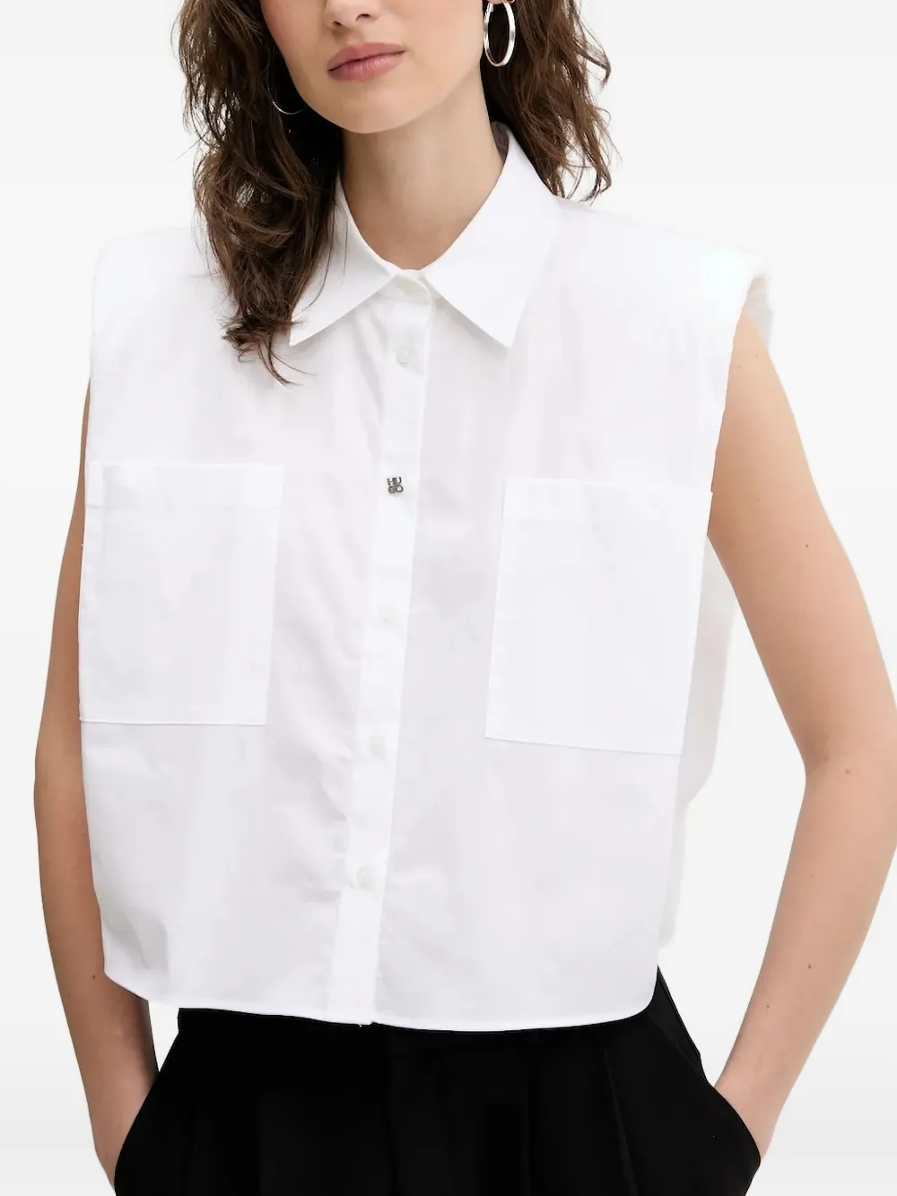 HUGO Mouwloze blouse met opgestikte zak Wit