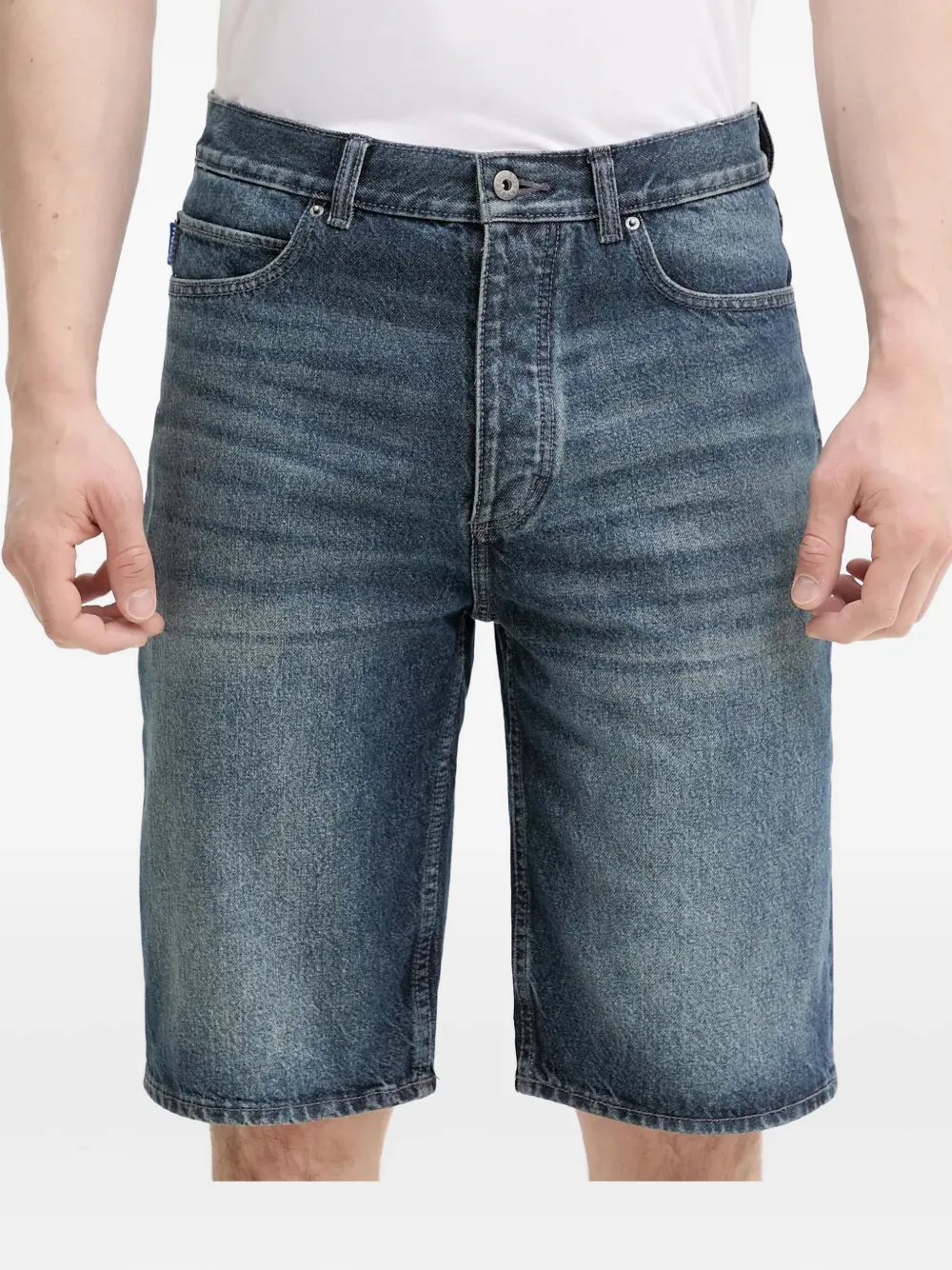 HUGO logo-patch denim shorts | Blue | Image 1